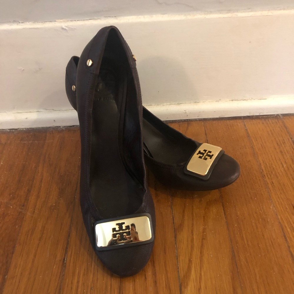 Tory Burch Chocolate Brown leather chunky heels | Sz 7.5